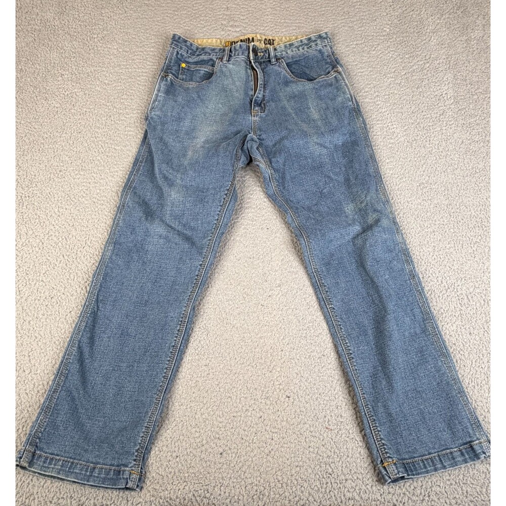 CATAPILLAR Workwear Denim Jeans Mens 32x30 Blue  Straight Stretch Work Pants